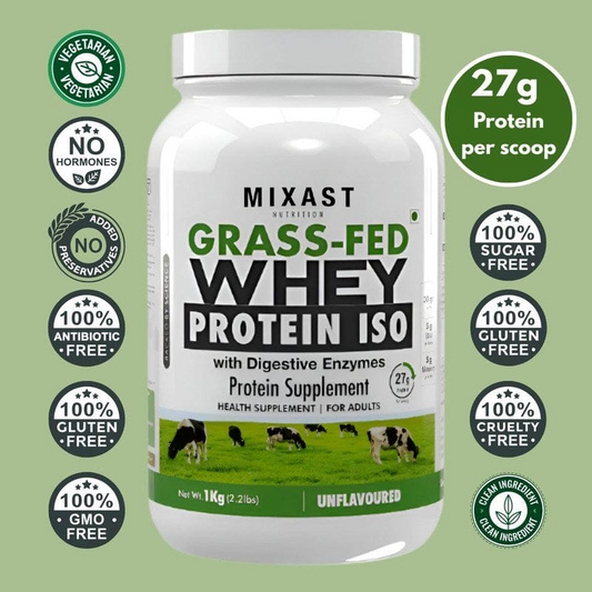 MIXAST® Made from Grass-Fed Cow's Milk Whey Protein Isolate | No Artificial Flavour, Colour or Sweetener | No Additives or Preservatives | No Hormones or Heavy Metal