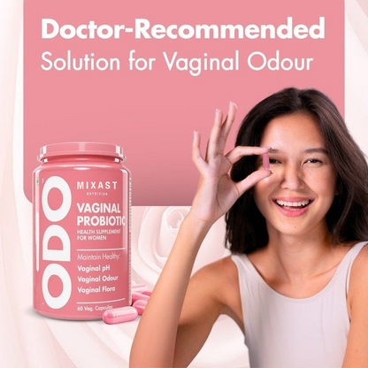 MIXAST® ODO Vaginal Probiotics for Women pH Balance, Reduces Vaginal Odour, Vaginal Flora, Prevents Recurrent UTIs, Fights Vaginal Infections | Health Supplement.
