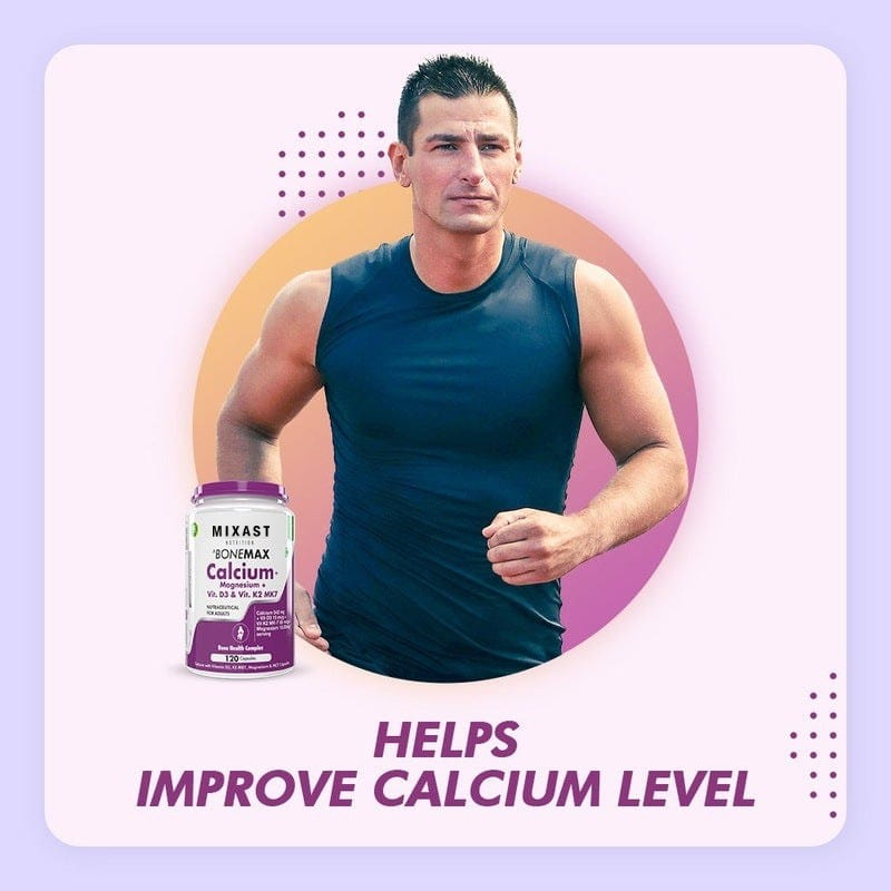 MIXAST® BoneMax Calcium with Magnesium, Bone Health Complex Vitamin D3 & Vitamin K2- Mk7
