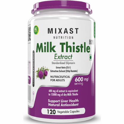 Milk Thistle Supplement 600mg Extract - Supports Liver Health and Antioxidant (Silymarin)